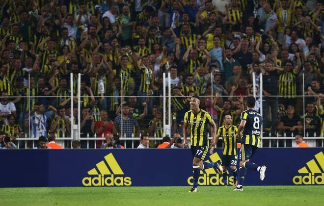 SOCCER - UEFA EL quali, Fenerbahce vs Sturm ISTANBUL,TURKEY,03.AUG.17 - SOCCER - UEFA Europa League qualification, Fenerbahce Istanbul vs SK Sturm Graz. Image shows the rejoicing of Nabil Dirar (Fenerbahce). GEPAxpictures xDanielxGoetzhaber