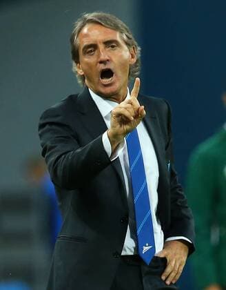 ST PETERSBURG, RUSSIA - AUGUST 3, 2017: Zenit St Petersburg s head coach Roberto Mancini reacts in the second leg of the UEFA Europa League Third qualifying round tie against Bnei Yehuda Tel Aviv at Krestovsky Stadium. Peter Kovalev TASS  TS05A10F