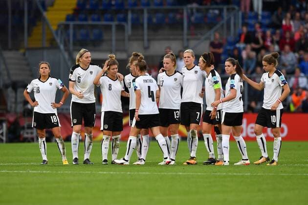 SOCCER - UEFA EURO EM Europameisterschaft Fussball 2017 BREDA,NETHERLANDS,03.AUG.17 - WOMEN SOCCER - UEFA Women s European Championship EM Europameisterschaft 2017, semifinal, Denmark vs Austria. Image shows the team of AUT. GEPAxpictures xFlorianxErtl