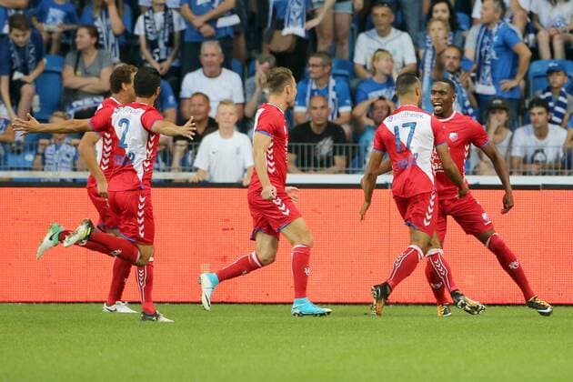 03.08.2017 POZNAN, UL.BULGARSKA INEA STADION PILKA NOZNA (FOOTBALL), LIGA EUROPY 2017 2018 , UEFA EUROPA LEAGUE TRZECIA RUNDA ELIMINACJI MECZ (GAME) LECH POZNAN - FC UTRECHT NZ. GYRANO KERK BRAMKA GOL RADOSC FOTO WOJCIECH KLEPKA CYFRASPORT NEWSPIX.PL --- Newspix.pl  20170803CSWK00002