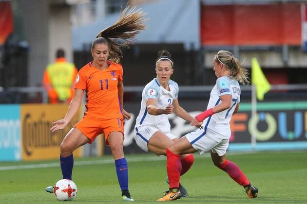 Lieke Martens of Holland Women, Lucia Bronze of England women, Jordan Nobbs of England women during the semi-final UEFA WEURO 2017 match between The Netherlands and England at the Grolsch Veste on August 3, 2017 in Enschede, the Netherlands Women: The Netherlands v England UEFA WEURO 2017 2017 2018 xVIxVIxImagesx xTomxBodexMultimediaxIVx 8380229