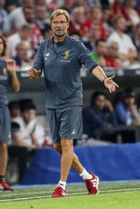 Muenchen, Deutschland, 02.08.2017, Audi Cup 2017, Atletico Madrid - FC Liverpool, Trainer Juergen Klopp (FCL) gestikuliert ( DeFodi507