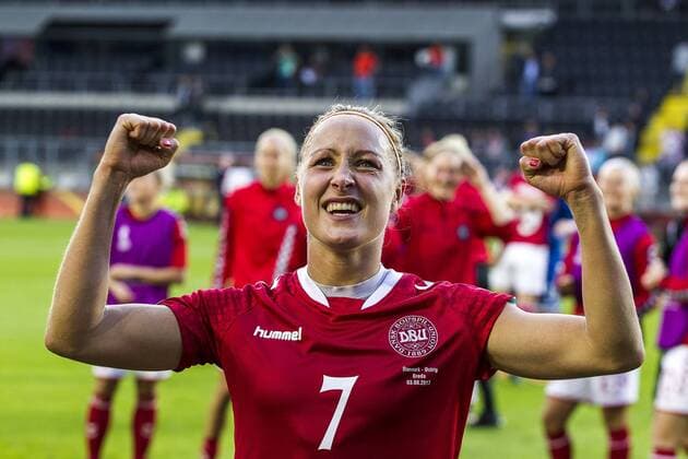 BREDA - 03-08-2017 Rat Verleghstadion. EK vrouwenvoetbal, Woman s Euro 2017, halve finale Denemarken - Oostenrijk. Vreugde na winnen penaltyreeks. Sanne Troelsgaard. Denemarken - Oostenrijk  x1661965x