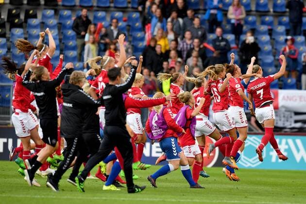 SOCCER - UEFA EURO EM Europameisterschaft Fussball 2017 BREDA,NETHERLANDS,03.AUG.17 - WOMEN SOCCER - UEFA Women s European Championship EM Europameisterschaft 2017, semifinal, Denmark vs Austria. Image shows the rejoicing of DEN. GEPAxpictures xFlorianxErtl
