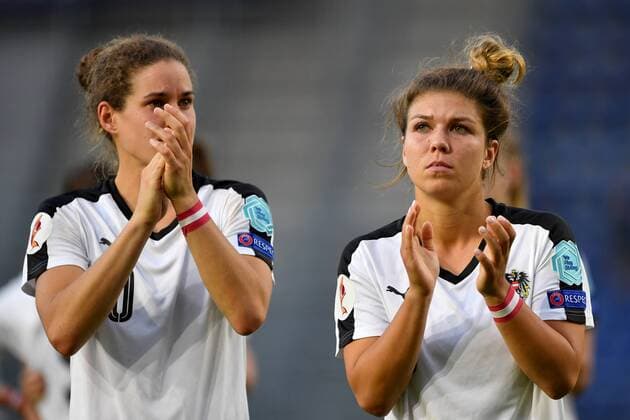 SOCCER - UEFA EURO EM Europameisterschaft Fussball 2017 BREDA,NETHERLANDS,03.AUG.17 - WOMEN SOCCER - UEFA Women s European Championship EM Europameisterschaft 2017, semifinal, Denmark vs Austria. Image shows Nina Burger and Nadine Prohaska (AUT). GEPAxpictures xFlorianxErtl