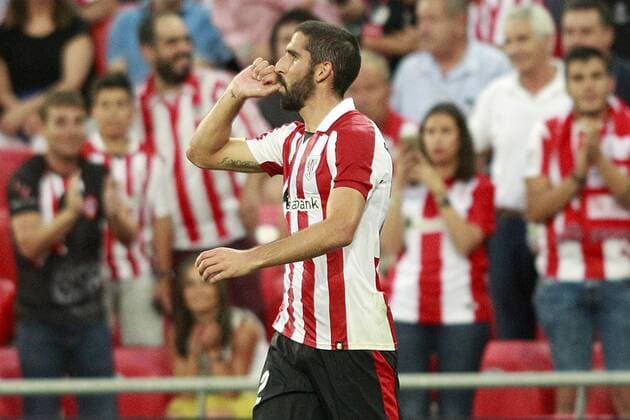 Athletic Club de Bilbao s Raul Garcia celebrates goal during Europa League Third Qualifying Round, 2nd leg. August, 3rd.  (2017080369)