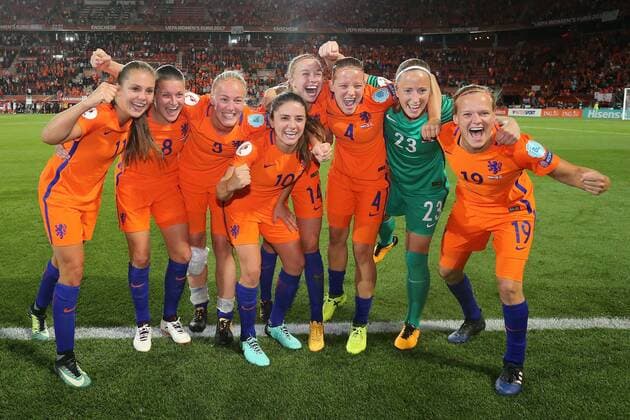 Lieke Martens of Holland Women, Sherida Spitse of Holland Women, Stefanie van der Gragt of Holland Women, Danielle van de Donk of Holland Women, Jackie Groenen of Holland Women, Mandy van den Berg of Holland Women, goalkeeper Loes Geurts of Holland Women, Sheila van den Bulk of Holland Women during the semi-final UEFA WEURO 2017 match between The Netherlands and England at the Grolsch Veste on August 3, 2017 in Enschede, the Netherlands Women: The Netherlands v England UEFA WEURO 2017 2017 2018 xVIxVIxImagesx xTomxBodexMultimediaxIVx 8381475