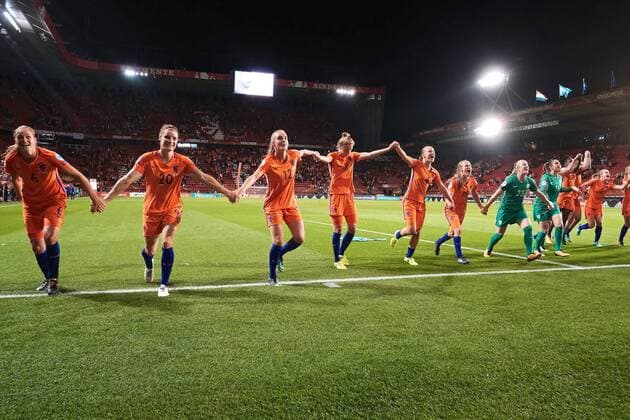 Netherlands Women v England Women UEFA Women s Euros 2017 Netherlands players celebrate following the UEFA Women s Euros 2017 Semi-final match at De Grolsch Veste, Enschede Copyright: xKristianxKanex FIL-10476-0081 UK Newspapers OUT