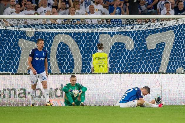 2017.08.03 Poznan Pilka nozna III runda kwalifikacji Liga Europy Lech Poznan - FC Utrecht N z Rafal Janicki , Matus Putnocky , Vlodymyr Kostevych porazka smutek zlosc Foto Pawel Jaskolka PressFocus NEWSPIX.PL 2017.08.03 Poznan Football UEFA Europa League III qualifying round Lech Poznan - FC Utrecht Credit: Pawel Jaskolka PressFocus --- Newspix.pl --- Newspix.pl  20170803_PF_PJ025