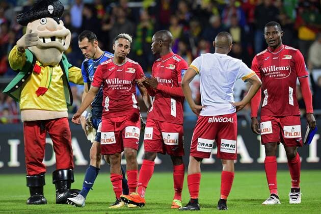 Yassine El Ghanassy midfielder of KV Ostende looks dejected on the final whistle FOOTBALL : Ostende vs Marseille - Europa League - 03 08 2017 PhotoNews Panoramic  775014732
