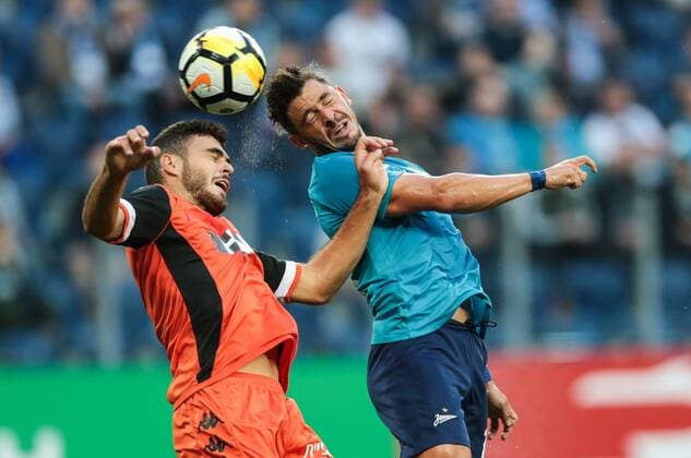 August 3, 2017 - Saint Petersburg, Russia - Paz Ben Ari (L) of FC Bnei Yehuda and Giuliano of FC Zenit Saint Petersburg vie for the ball during the UEFA Europa League match, Third Qualifying Round, 2nd Leg between FC Zenit St. Petersburg and FC Bnei Yehuda at Saint Petersburg Stadium on August 03, 2017 in St. Petersburg, Russia. Zenit Saint Petersburg v Bnei Yehuda - UEFA Europa League Third Qualifying Round: Second Leg  - ZUMAn230 20170803_zaa_n230_173 Copyright: xIgorxRussakx