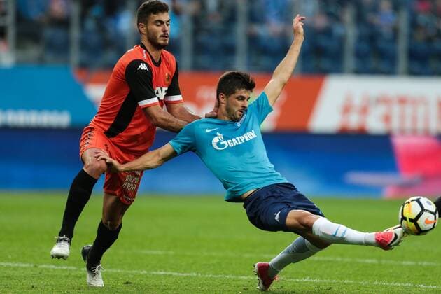 August 3, 2017 - Saint Petersburg, Russia - Paz Ben Ari (L) of FC Bnei Yehuda and Denis Terentyev of FC Zenit Saint Petersburg vie for the ball during the UEFA Europa League match, Third Qualifying Round, 2nd Leg between FC Zenit St. Petersburg and FC Bnei Yehuda at Saint Petersburg Stadium on August 03, 2017 in St. Petersburg, Russia. Zenit Saint Petersburg v Bnei Yehuda - UEFA Europa League Third Qualifying Round: Second Leg  - ZUMAn230 20170803_zaa_n230_169 Copyright: xIgorxRussakx