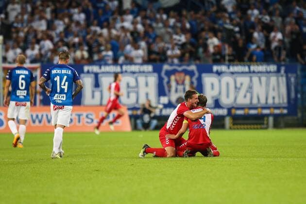 August 3, 2017 - Poznan, Poland - Willem Janssen (Utrecht) celebrates the qualification with Cyriel Dessers (Utrecht) after the UEFA Europa League Third Qualifying Round Second Leg match between Lech PoznaA and FC Utrecht at Stadio Miejski, on August 3, 2017 in PoznaA, Poland. Lech PoznaÅ v FC Utrecht - UEFA Europa League Third Qualifying Round: Second Leg  - ZUMAn230 20170803_zaa_n230_211 Copyright: xFotoxOlimpikx