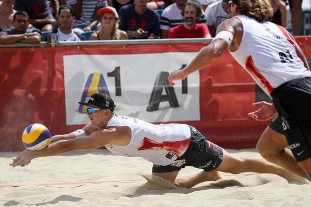 Beach volleyball Beachvolleyball - FIVB World Championships 2017 VIENNA,AUSTRIA,04.AUG.17 - BEACH VOLLEYBALL - FIVB World Championships, men. Image shows Jan Smedins (LAT). GEPAxpictures xMaticxKlansek