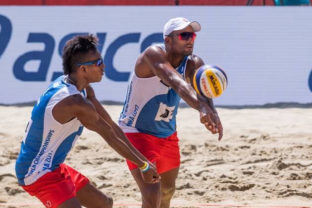FIVB Beach volleyball Beachvolleyball World Championships Vienna 2017 am 04.08.2017 Nivaldo Nadir DIAZ GOMEZ, Sergio Reynaldo GONZALEZ (CUB); FIVB Beach Volleyball World Championships Vienna 2017 am 04.08.2017, Donauinsel Wien (Oesterreich). xPWx