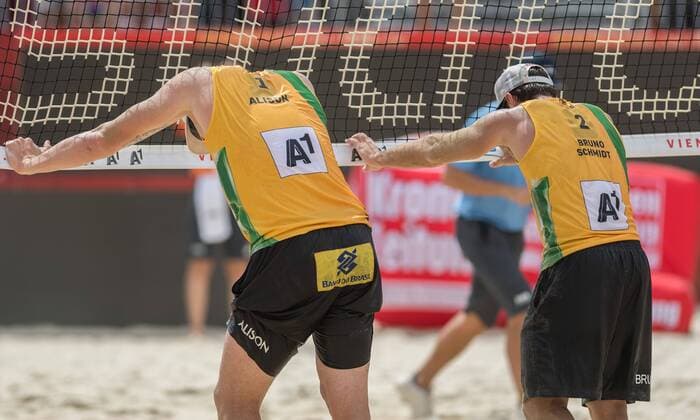 FIVB Beach volleyball Beachvolleyball World Championships Vienna 2017 am 04.08.2017 Alison CONTE CERUTTI, Bruno Oscar SCHMIDT (BRA); FIVB Beach Volleyball World Championships Vienna 2017 am 04.08.2017, Donauinsel Wien (Oesterreich). xPWx