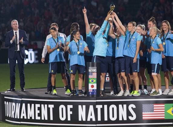 August 3, 2017 - Carson, CA, USA - Carson, CA - Thursday August 03, 2017: Australia during a 2017 Tournament of Nations match between the women s national teams of the United States (USA) and Japan (JAP) at StubHub Center. Australia - ZUMAt139 20170803_zaa_t139_543 Copyright: xMichaelxJanoszx