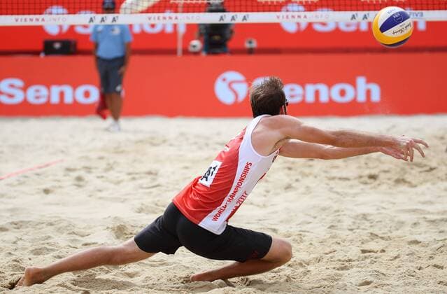 Beach volleyball Beachvolleyball - FIVB World Championships 2017 VIENNA,AUSTRIA,05.AUG.17 - BEACH VOLLEYBALL - FIVB World Championships. Image shows Ben Saxton (CAN). GEPAxpictures xChristianxWalgram