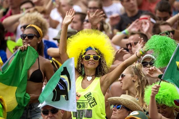 VIENNA, AUSTRIA - AUGUST 05: Fans seen during Day 9 of the FIVB Beach volleyball Beachvolleyball World Championships 2017 on August 5, 2017 in Vienna, Austria. (Photo by Michael Kunkel Hoch Zwei) Vienna Austria xHOCHxZWEIx