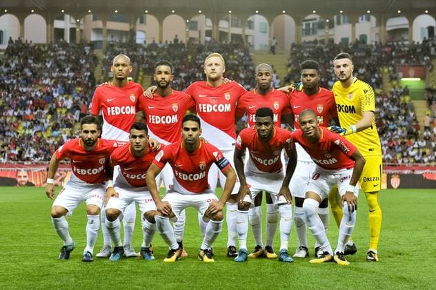 Equipe de l AS Monaco - Joao Moutinho - Rony Lopes - Radamel Falcao - Thomas Lemar - Kylian Mbappe - Fabinho - Jorge - Kamil Glik - Djibril Sidibe - Jemerson - Danijel Subasic FOOTBALL : AS Monaco vs Toulouse FC - Ligue 1 - Monaco - 04 08 2017 NorbertScanella Panoramic 