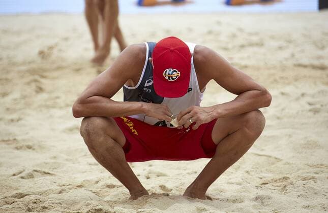 VIENNA, AUSTRIA - AUGUST 05: Pablo Herrera Allepuz of Spain seen during Day 9 of the FIVB Beach volleyball Beachvolleyball World Championships 2017 on August 5, 2017 in Vienna, Austria. (Photo by Mike Ranz Hoch Zwei) Vienna Austria xHOCHxZWEIx