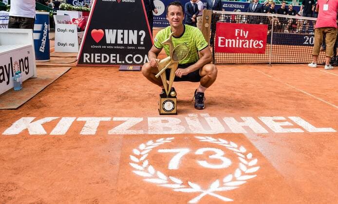 Bilder des Tages - SPORT 05.08.2017, Sportpark, Kitzbuehel, AUT, ATP Tennis Herren Tour, Generali Open Kitzbuehel, Finale, im Bild Philipp Kohlschreiber (GER) during the Final of the ATP Generali Open Kitzbuehel Tennis Tournament at the Sportpark in Kitzbuehel, Austria on 2017 08 05. Kitzbuehel  EP_ade  