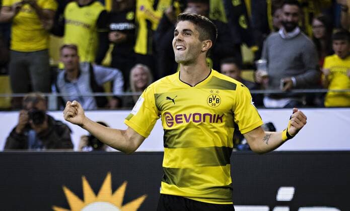 Dortmund, 05.08.2017 Torjubel: Christian Pulisic (BvB) Borussia Dortmund - FC Bayern München