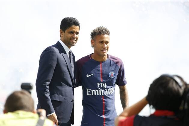 Nasser Al Khelaifi (PRESIDENT PSG) - 10 NEYMAR JR (psg) FOOTBALL : PSG vs Amiens - Ligue 1- Paris - 05 08 2017 StephenCaillet Panoramic 
