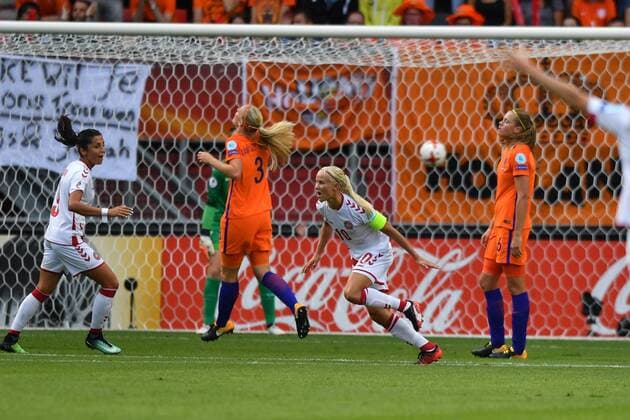 Jubel, Freuen, celebrate, happy, cheer , Goal Celebration Pernille Harder (Daenemark, Denmark) (10) nach ihrem 2:2 Ausgleich, Fussball, UEFA Women s EURO 2017, Finale, Niederlande - Dänemark, xmkx
