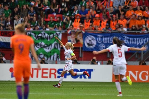 Jubel, Freuen, celebrate, happy, cheer , Goal Celebration Pernille Harder (Daenemark, Denmark) (10) nach ihrem 2:2 Ausgleich, Fussball, UEFA Women s EURO 2017, Finale, Niederlande - Dänemark, xmkx