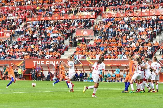 Netherlands v Denmark UEFA Women s Euros 2017 Sherida Spitse of Netherlands scores their third goal to make it Netherlands 3 Denmark 2 during the UEFA Women s Euros 2017 Final match at De Grolsch Veste, Enschede Copyright: xKristianxKanex FIL-10496-0071 UK Newspapers OUT