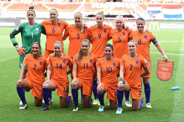 Fußball UEFA Women s Euro Finale Niederlande - Dänemark am 06.08.2017 im FC Twente Stadion in Enschede Mannschaftsfoto Teamfoto Niederlande Hintere Reihe v.l.n.r.: Sari van Veenendaal ( Niederlande ) - Anouk Dekker ( Niederlande ) - Stephanie van der Gragt ( Niederlande ) - Vivianne Miedema ( Niederlande ) - Kika van Es ( Niederlande ) - Sherida Spitse ( Niederlande ) Vordere Reihe v.l.n.r.: Shanice van de Sanden ( Niederlande ) - Jackie Groenen ( Niederlande ) - Lieke Martens ( Niederlande ) - Danielle van de Donk ( Niederlande ) - Desiree van Lunteren ( Niederlande ) xRx