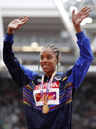 Venezuelan Yulimar Rojas poses with her gold medal after winning the triple jump event during the World Athletics Championships at the olympic stadium in London, United Kingdom, 08 August 2017. WORLD ATHLETICS CHAMPIONSHIPS 2017 !ACHTUNG: NUR REDAKTIONELLE NUTZUNG!  Copyright: xLavandeiraxjrx LDN002 20170808-636378209109585841