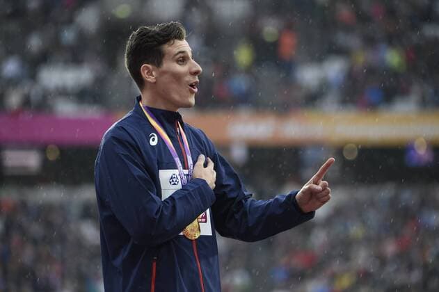 LONDON , UNITED KINGDOM - AUGUST 9 : Pierre Ambroise Bosse of France pictured with his gold medal during podium ceremony 800 final at the16th IAAF World Athletics championships from august 4 till 13, 2017 in London ,United Kingdom, 09 08 2017 ATHLETISME : Championnats du Monde - Londres - 09 08 2017 PhotoNews Panoramic  775015799
