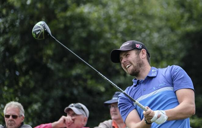 August 10th 2017, Galgorm Castle Golf Club, Galgorm, Northern Ireland; Northern Ireland Open, 1st Round; Martin Ovesen (DEN) reacts to his opening tee shot xNigelxCookex  ActionPlus11914084