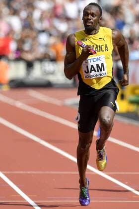 Jamaica s Usain Bolt pictured in action during the second head of the 4x100m relay men on the eighth day of the IAAF World Championships 2017 in London, United Kingdom, Saturday 12 August 2017. The Worlds are taking place from 4 to 13 August. DIRKxWAEM  x05146878x