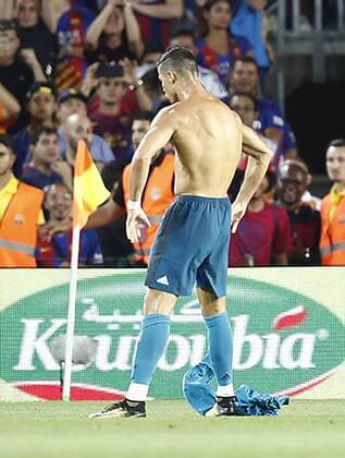Real Madrid s Cristiano Ronaldo celebrates goal during Supercup of Spain 1st match. August 13,2017.  (2017081324)