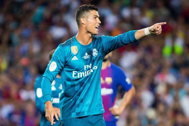 August 13th 2017, Nou Camp, Barcelona, Spain; Spanish Football Supercopa 1st Leg FC Barcelona Barca versus Real Madrid; Cristiano Ronaldo of Real Madrid gives instructions to his team xActionxPlusx  ActionPlus11916230