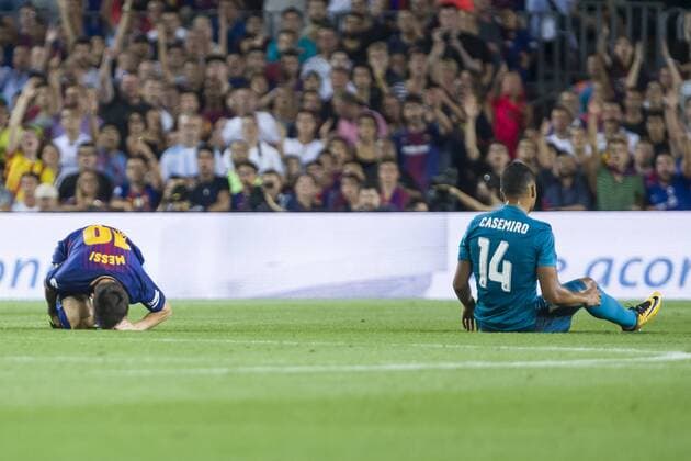 SPAIN - Aug,13th: Lionel Messi and Casemiro during the match between FC Barcelona Barca - Real Madrid, for the Supercopa of Spain, held at Camp Nou on 13th August 2017 in Barcelona, Spain. (Credit: Mikel Trigueros Urbanandsport Cordon Press)  xCordonxPressx xSPAINx-xFCxBarcelonax-xRealxMadridx-xxSupercopaxofxSpainx