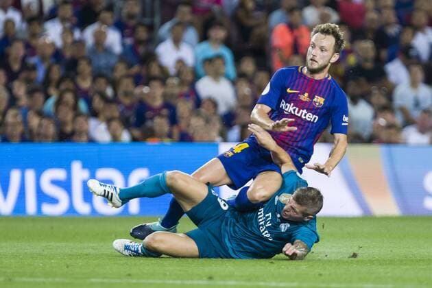 SPAIN - Aug,13th: Toni Kroos and Ivan Rakitic during the match between FC Barcelona Barca - Real Madrid, for the Supercopa of Spain, held at Camp Nou on 13th August 2017 in Barcelona, Spain. (Credit: Mikel Trigueros Urbanandsport Cordon Press)  xCordonxPressx xSPAINx-xFCxBarcelonax-xRealxMadridx-xxSupercopaxofxSpainx