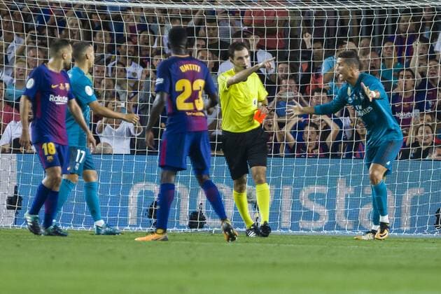SPAIN - Aug,13th: Cristiano Ronaldo expulsed during the match between FC Barcelona Barca - Real Madrid, for the Supercopa of Spain, held at Camp Nou on 13th August 2017 in Barcelona, Spain. (Credit: Mikel Trigueros Urbanandsport Cordon Press)  xCordonxPressx xSPAINx-xFCxBarcelonax-xRealxMadridx-xxSupercopaxofxSpainx