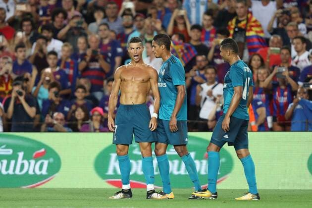 Themen der Woche - SPORT Bilder des Tages - SPORT August 13, 2017 - Barcelona, Spain - Cristiano Ronaldo of Real Madrid celebrates after scoring his side s second goal during the Spanish Super Cup football match between FC Barcelona Barca and Real Madrid on August 13, 2017 at Camp Nou stadium in Barcelona, Spain. Football - Spanish Super Cup - FC Barcelona vs Real Madrid.  - ZUMAb169 20170813_zaa_b169_022 Copyright: xManuelxBlondeau Aop.Pressx