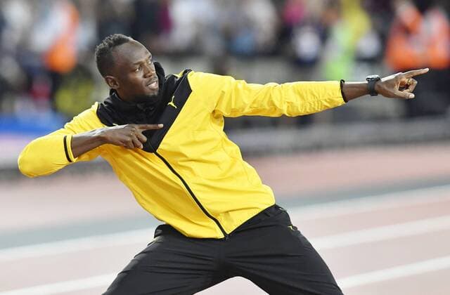 Leichtathletik WM in London, Usain Bolt nimmt Abschied Retirement ceremony of Bolt Usain Bolt of Jamaica poses during his retirement ceremony following the World Athletics Championships in London on Aug. 13, 2017. 