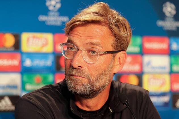Jürgen Klopp (Kloppo, Trainer, Cheftrainer, Team Manager, LFC), bei der Pressekonferenz am Vortag des Spiels, Abschlusspressekonferenz, PK, press conference PK Pressekonferenz Pressetermin, Medientermin, Porträt, Portrait, Einzelbild, Fussball, UEFA Champions League Qualifikation, MD-1, TSG 1899 Hoffenheim - FC Liverpool, xozx
