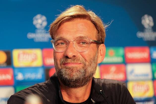 Jürgen Klopp (Kloppo, Trainer, Cheftrainer, Team Manager, LFC), bei der Pressekonferenz am Vortag des Spiels, Abschlusspressekonferenz, PK, press conference PK Pressekonferenz Pressetermin, Medientermin, Porträt, Portrait, Einzelbild, Fussball, UEFA Champions League Qualifikation, MD-1, TSG 1899 Hoffenheim - FC Liverpool, xozx