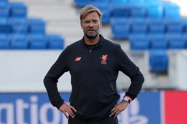 Jürgen Klopp (Kloppo, Trainer, Cheftrainer, Team Manager, LFC) mit den Händen in den Hüften, Einzelbild, Aktion, Action, beim Training am Vortag des Spiels, Abschlusstraining im Stadion, Übungseinheit, Spielvorbereitung, Action, Aktion, Fussball, UEFA Champions League Qualifikation, MD-1, TSG 1899 Hoffenheim - FC Liverpool, xozx