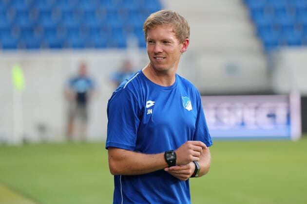 Julian Nagelsmann (Trainer, Cheftrainer, Hoffenheim), Einzelbild, beim Training am Vortag des Spiels, Abschlusstraining im Stadion, Übungseinheit, Spielvorbereitung, Action, Aktion, Fussball, UEFA Champions League Qualifikation, MD-1, TSG 1899 Hoffenheim - FC Liverpool, xozx