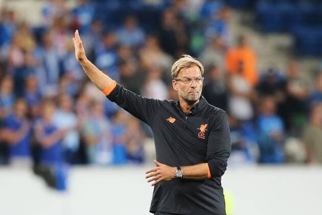 15.08.2017, xtvx, Fussball Champions League Quali, TSG 1899 Hoffenheim - FC Liverpool, emspor, v.l. Trainer Juergen Klopp (FC Liverpool) bedankt sich bei den Fans, applauds the fans nach dem Spiel, after the match Sinsheim
