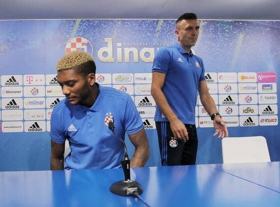 Dinamo Zagreb s press conference PK Pressekonferenz 16.08.2017., Zagreb, Croatia - Dinamo Zagreb s coach Mario Cvitanovic and Junior Fernandes during a press conference day before UEFA Europa League s play-off round against Skenderbeu.  TomislavxMiletic PIXSELL