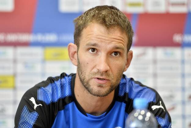 Marek Bakos of Viktoria Plzen speaks to journalists during the press conference PK Pressekonferenz prior to the UEFA Europa League soccer match Viktoria Plzen vs AEK Larnaka in Pilsen, Czech Republic, August 16, 2017. (CTKxPhoto MiroslavxChaloupka) CTKPhotoP201708160732601  cha03